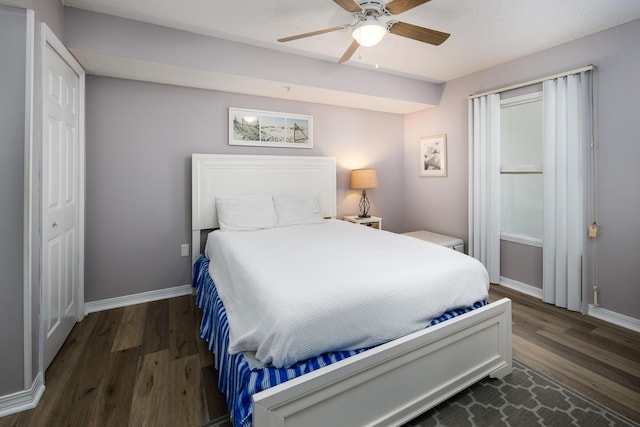 376 Santa Rosa Blvd Unit 101, Fort Walton Beach, FL 32548 - bedroom featuring wood finished floors, baseboards, and a ceiling fan