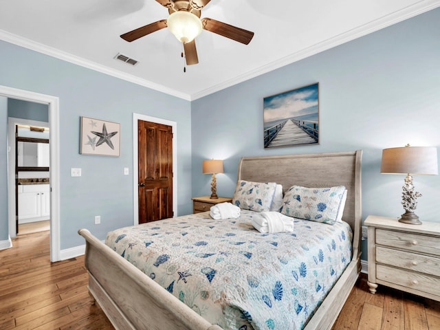 216 Tahitian Way, Destin, FL 32541 - bedroom with hardwood / wood-style floors, ornamental molding, baseboards, and ceiling fan