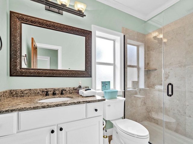 216 Tahitian Way, Destin, FL 32541 - full bath with toilet, a shower stall, vanity, and crown molding