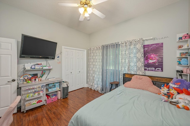 4680 Lovegrass Ln, Crestview, FL 32539 - bedroom featuring wood finished floors, a closet, and ceiling fan