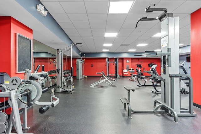14701 Front Beach Rd Unit 1331, Panama City Beach, FL 32413 - workout area with a paneled ceiling