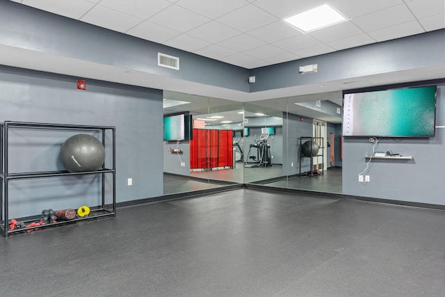 14701 Front Beach Rd Unit 1331, Panama City Beach, FL 32413 - gym with baseboards and a drop ceiling