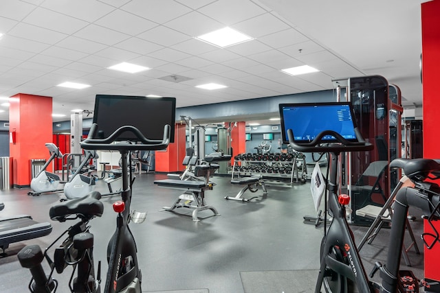 14701 Front Beach Rd Unit 1331, Panama City Beach, FL 32413 - gym featuring a paneled ceiling