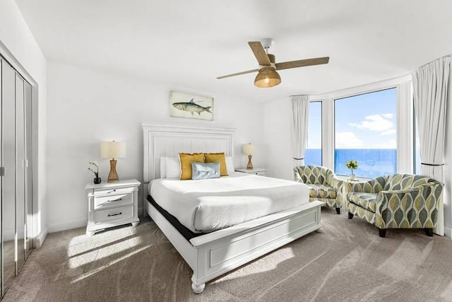 14701 Front Beach Rd Unit 1331, Panama City Beach, FL 32413 - bedroom with carpet flooring, a ceiling fan, and a closet