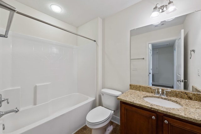 2131 Wilsons Plover Cir, Navarre, FL 32566 - bathroom featuring toilet, vanity, bathtub / shower combination, and baseboards