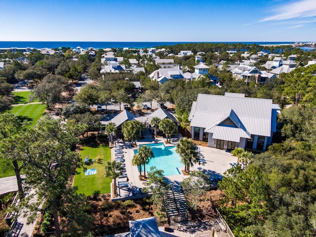 125 Silver Laurel Way, Santa Rosa Beach, FL 32459 - bird's eye view of a pool area and a nearby body of water