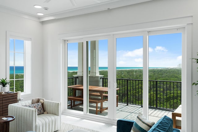 206 Henderson Resort Way Unit 5401, Destin, FL 32541 - interior space featuring a water view and recessed lighting
