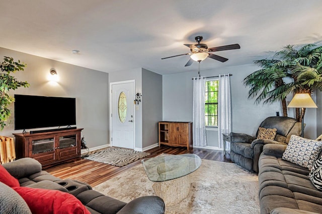 3544 State Highway 85, Laurel Hill, FL 32567 - living room with wood finished floors and ceiling fan