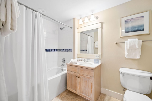 9100 Baytowne Wharf Blvd Unit 261, Miramar Beach, FL 32550 - full bathroom featuring vanity, shower / bath combo, toilet, and tile patterned floors
