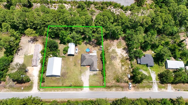 241 Mullet Dr, Freeport, FL 32439 - aerial view of property and surrounding area with property boundaries highlighted