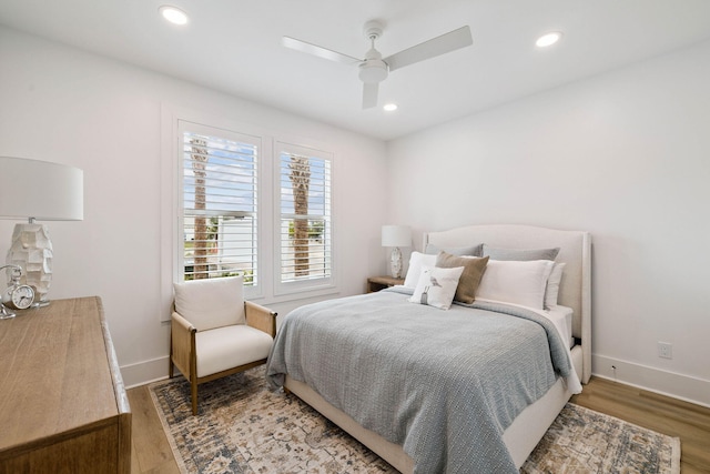 278 Dockside Dr, Port St Joe, FL 32456 - bedroom with light wood finished floors, recessed lighting, and ceiling fan