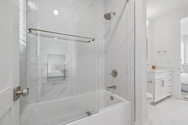 278 Dockside Dr, Port St Joe, FL 32456 - full bath with bath / shower combo with glass door, vanity, and marble finish flooring