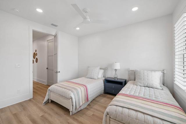 278 Dockside Dr, Port St Joe, FL 32456 - bedroom with light wood-type flooring, ceiling fan, and recessed lighting