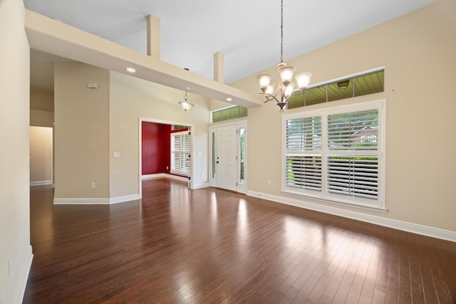 201 Pinque Coat Ct, Crestview, FL 32536 - spare room featuring a chandelier, plenty of natural light, hardwood / wood-style flooring, and recessed lighting