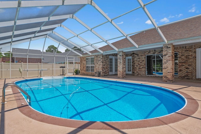 2741 Creeks Edge Ln, Navarre, FL 32566 - view of pool with a patio, french doors, and glass enclosure