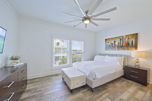 330 Tang O Mar Dr, Destin, FL 32550 - bedroom featuring ornamental molding, light wood finished floors, and ceiling fan
