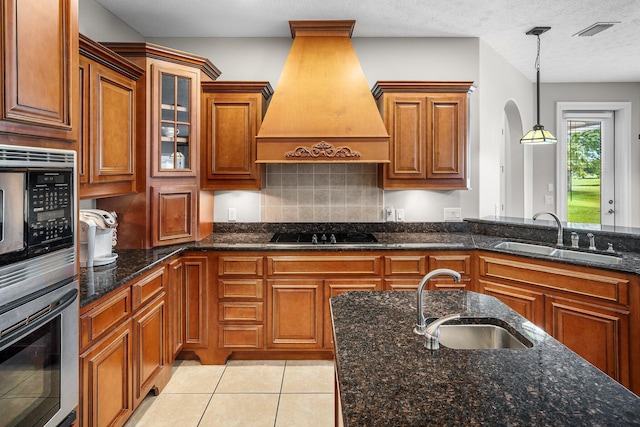 203 Landings Dr, Lynn Haven, FL 32444 - kitchen featuring oven, a sink, electric stovetop, and premium range hood