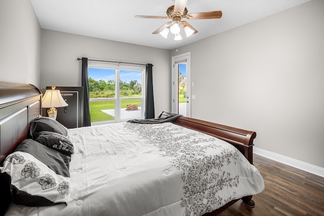 203 Landings Dr, Lynn Haven, FL 32444 - bedroom with baseboards, wood finished floors, and a ceiling fan