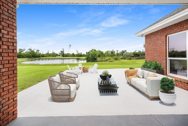 203 Landings Dr, Lynn Haven, FL 32444 - view of patio / terrace featuring a water view and an outdoor hangout area