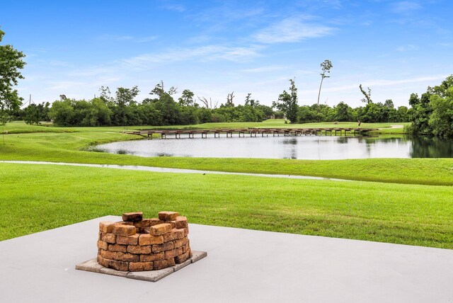 203 Landings Dr, Lynn Haven, FL 32444 - view of patio / terrace with a water view and view of scattered trees