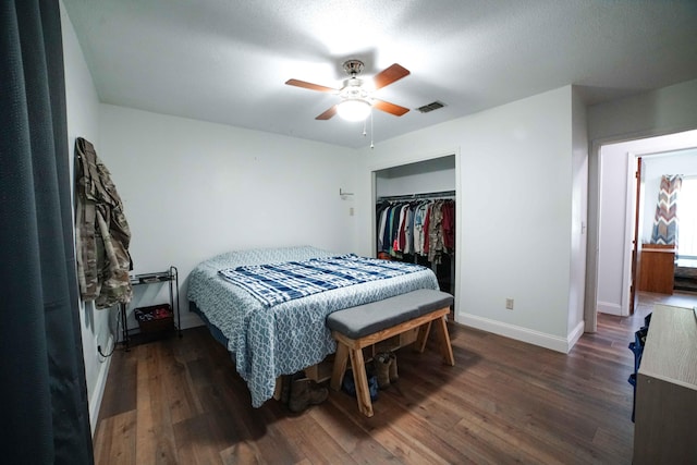 74 8th St, Shalimar, FL 32579 - bedroom with wood finished floors, ceiling fan, and a closet