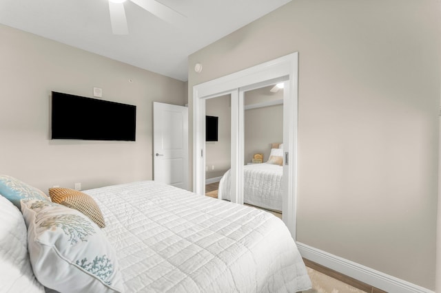 17281 Front Beach Rd Unit 1206, Panama City Beach, FL 32413 - bedroom with baseboards and ceiling fan