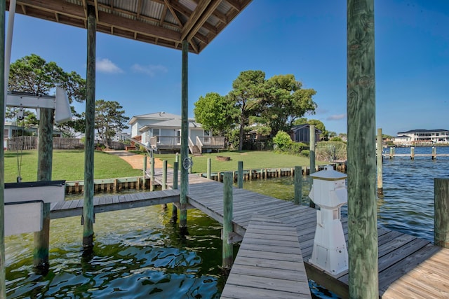 411-A Cobia Ave, Fort Walton Beach, FL 32548 - dock area with a water view and a lawn