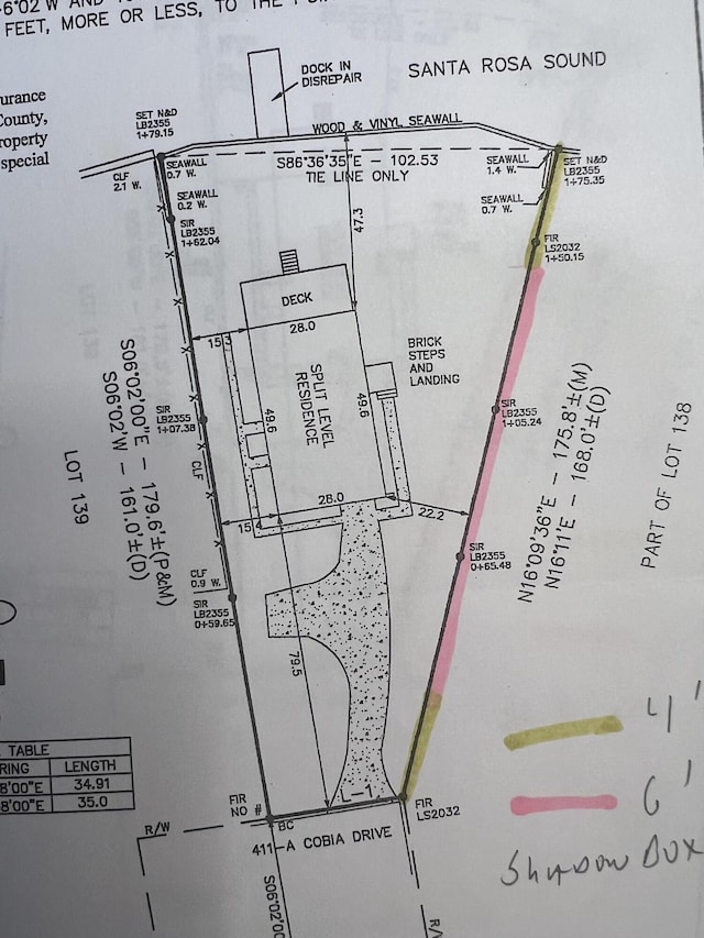 411-A Cobia Ave, Fort Walton Beach, FL 32548 - survey map / technical document