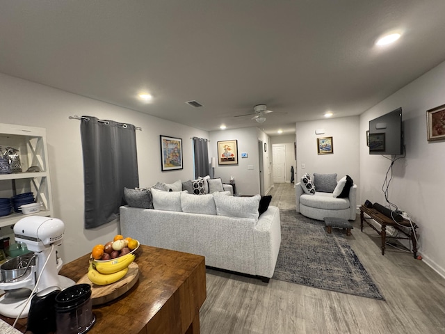 629 Earl Godwin Rd, Freeport, FL 32439 - living room with wood finished floors, ceiling fan, and recessed lighting