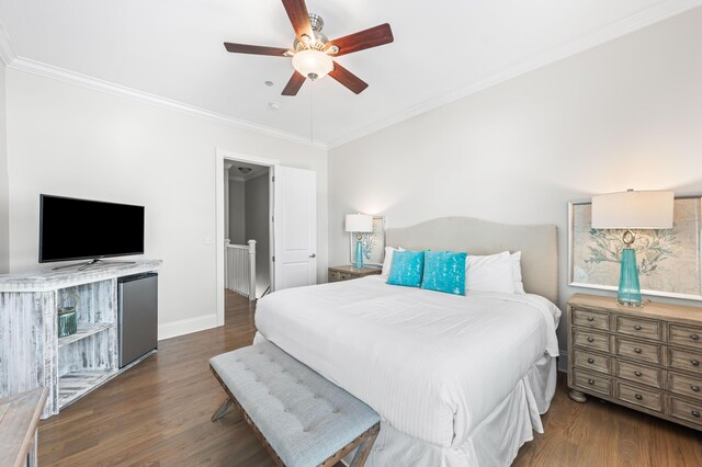 2350 W County Highway 30a Unit 2, Santa Rosa Beach, FL 32459 - bedroom with dark wood finished floors, ornamental molding, baseboards, and ceiling fan