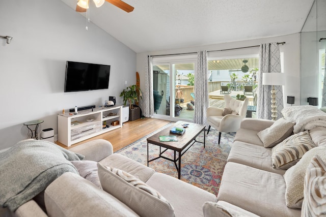 113 Durango Rd, Destin, FL 32541 - living room with ceiling fan, lofted ceiling, and wood finished floors