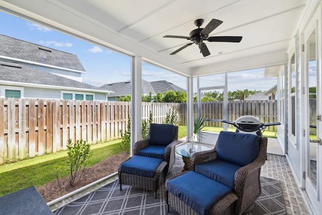 304 Windrow Way, Inlet Beach, FL 32461 - sunroom featuring a ceiling fan and healthy amount of natural light