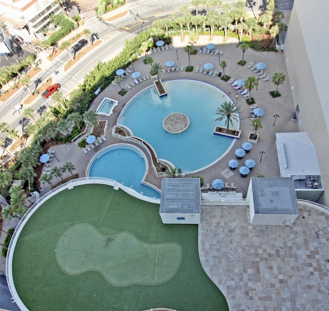 9902 S Thomas Dr Unit 1828, Panama City Beach, FL 32408 - bird's eye view of a pool area