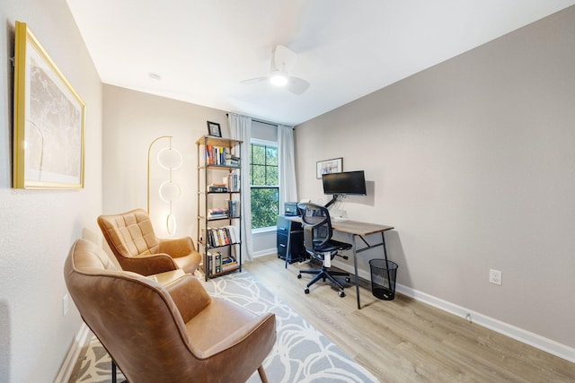 233 Sand Oak Blvd, Panama City Beach, FL 32413 - office area with wood finished floors, ceiling fan, and baseboards