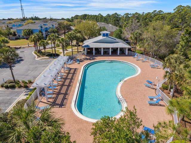 233 Sand Oak Blvd, Panama City Beach, FL 32413 - community pool with a gazebo and a patio