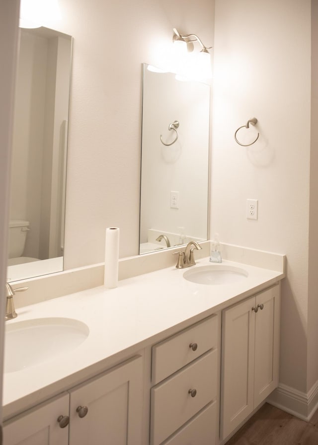 56 Secluded Cir, Freeport, FL 32439 - full bathroom with double vanity and wood finished floors