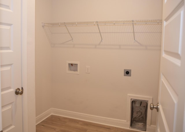 56 Secluded Cir, Freeport, FL 32439 - laundry room featuring wood finished floors, hookup for an electric dryer, and washer hookup