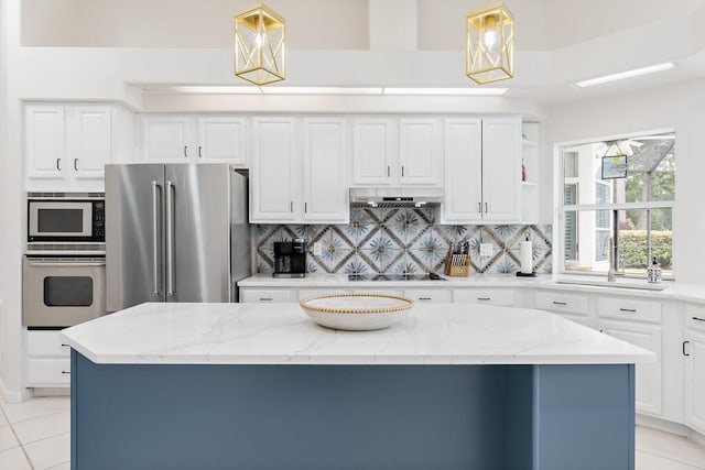 527 Indigo Loop, Miramar Beach, FL 32550 - kitchen featuring appliances with stainless steel finishes, a sink, decorative backsplash, and white cabinets