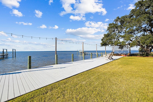 253 Driftwood Point Rd, Santa Rosa Beach, FL 32459 - dock area featuring a lawn and a water view