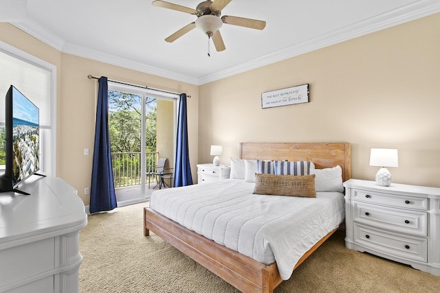 1653 W County Highway 30a Unit 1119, Santa Rosa Beach, FL 32459 - bedroom with light colored carpet, access to outside, crown molding, and a ceiling fan