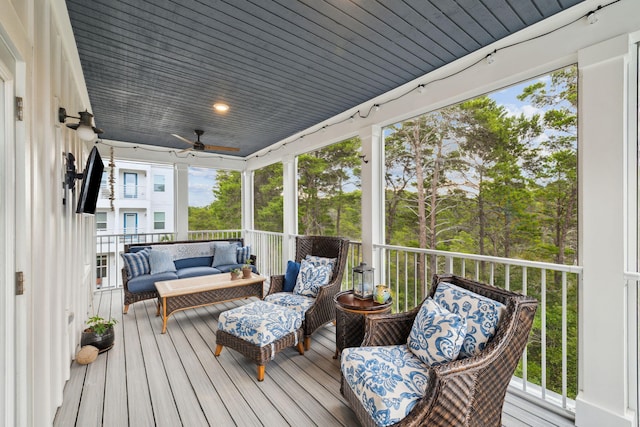 38 Constant Ave, Santa Rosa Beach, FL 32459 - deck featuring outdoor lounge area and a ceiling fan