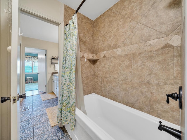 85 S Driftwood Bay Unit 227, Miramar Beach, FL 32550 - full bath with shower / bath combination with curtain and tile patterned floors