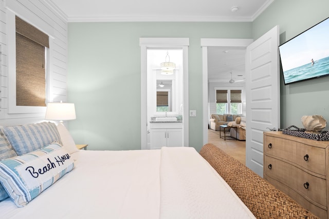 14 The Heron Cv, Inlet Beach, FL 32461 - bedroom featuring ornamental molding and ensuite bath