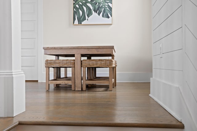 14 The Heron Cv, Inlet Beach, FL 32461 - detailed view of wood finished floors and ornate columns