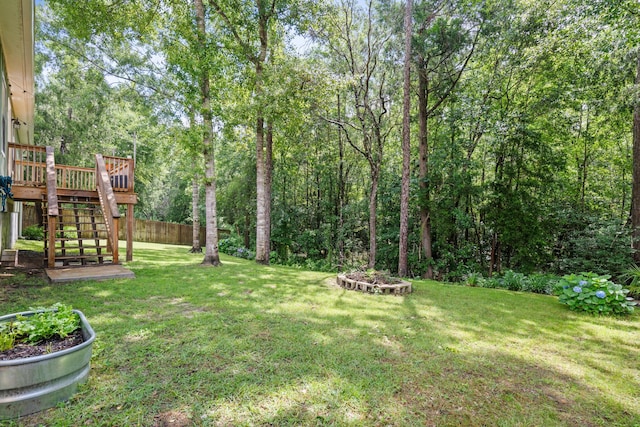 319 Key Lime Pl, Crestview, FL 32536 - view of yard featuring stairway and a wooden deck