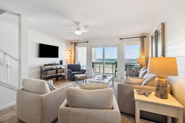 23011 Front Beach Rd Unit E-20, Panama City Beach, FL 32413 - living room with ceiling fan