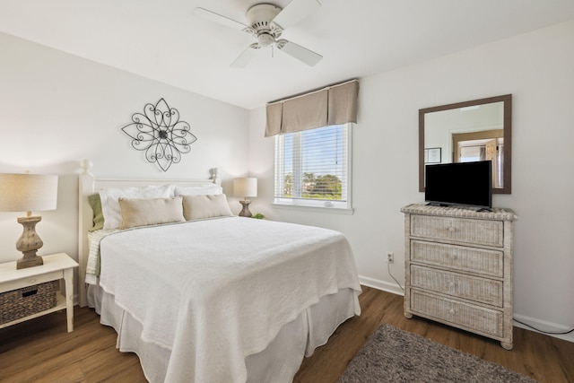 23011 Front Beach Rd Unit E-20, Panama City Beach, FL 32413 - bedroom with wood finished floors, baseboards, and ceiling fan