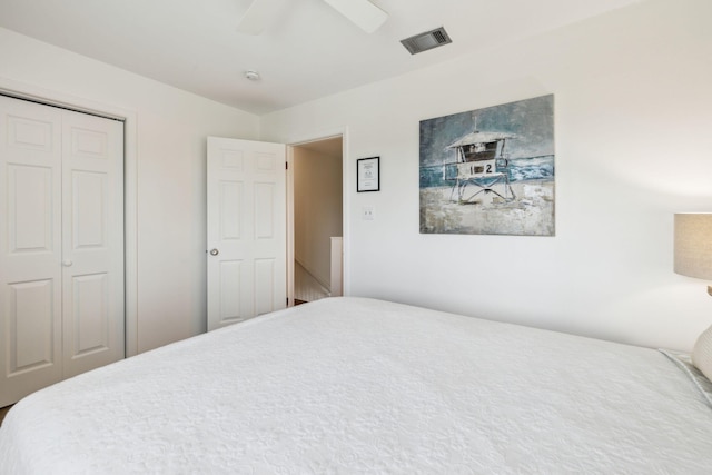 23011 Front Beach Rd Unit E-20, Panama City Beach, FL 32413 - bedroom featuring a closet and ceiling fan