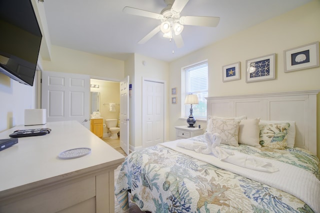 112 Seascape Blvd Unit 210, Miramar Beach, FL 32550 - bedroom with a closet, a ceiling fan, and connected bathroom