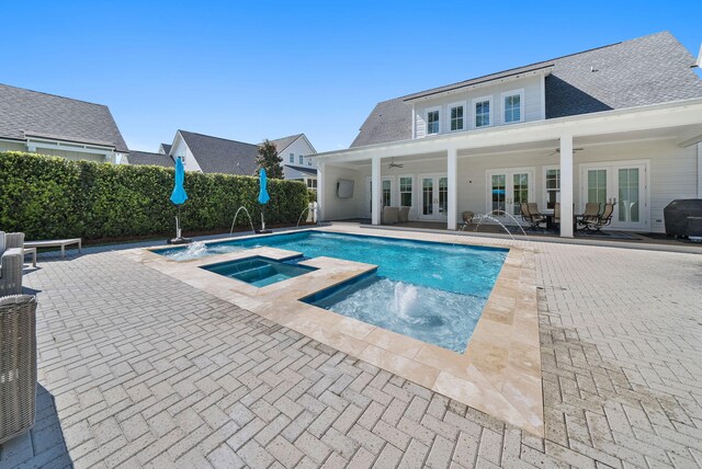 339 Pathways Dr, Inlet Beach, FL 32461 - view of pool featuring french doors, a ceiling fan, grilling area, and a patio area